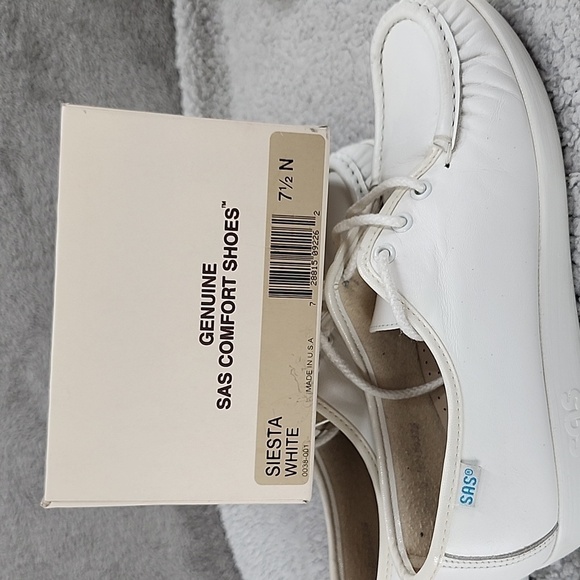 SAS Walking Comfort classic white leather lace up nursing duty shoes women's 7.5 - Picture 10 of 12